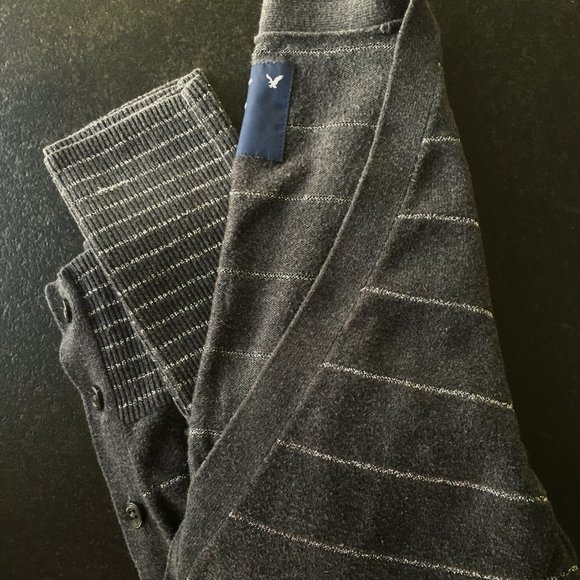 American Eagle Outfitters Grey Striped Cardigan - Picture 7 of 7